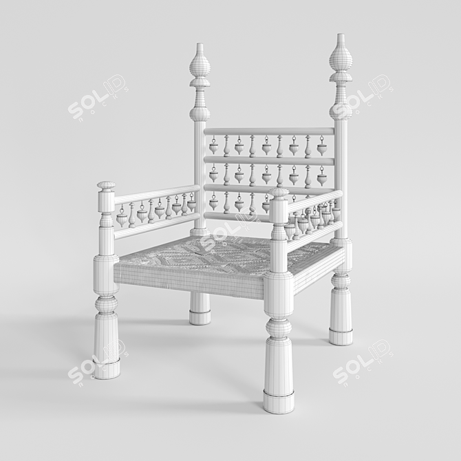 Moroccan Throne Armchair - Vintage Elegance 3D model image 3