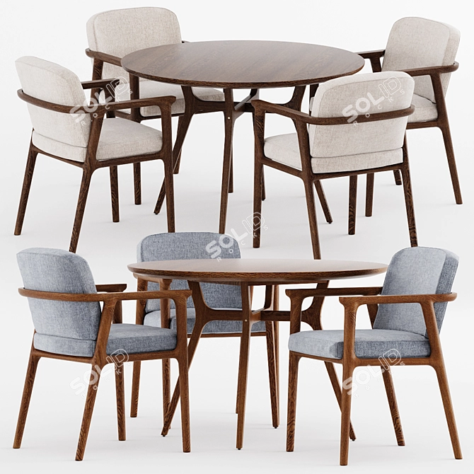 Modern Elegance: REN Dining Table & Zio Chair 3D model image 1