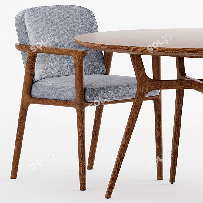 Modern Elegance: REN Dining Table & Zio Chair 3D model image 2