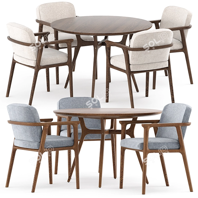 Modern Elegance: REN Dining Table & Zio Chair 3D model image 4