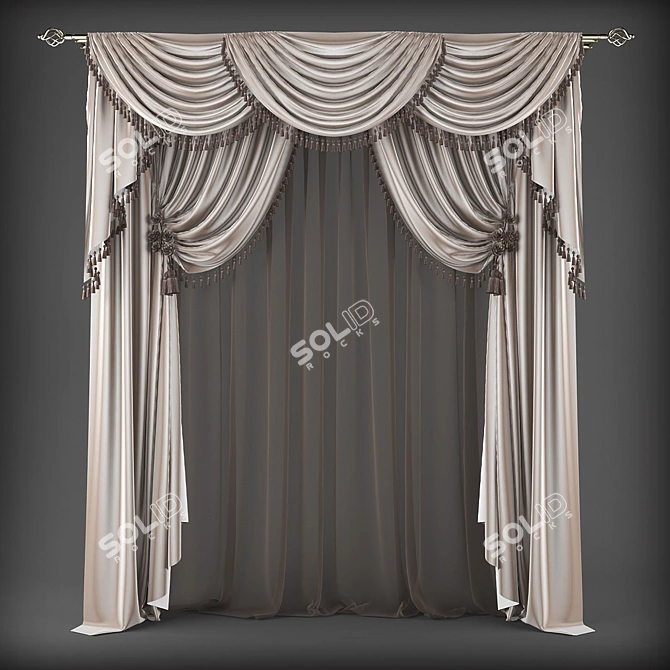 Polys -452663 Verts - 463417: Premium Quality Curtain Set 3D model image 1