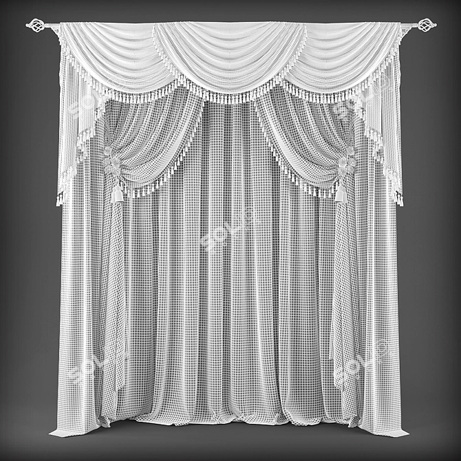 Polys -452663 Verts - 463417: Premium Quality Curtain Set 3D model image 2