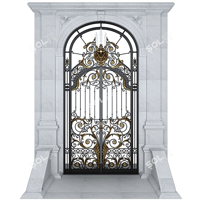 Stylish Iron Entry Gate 3D model image 2