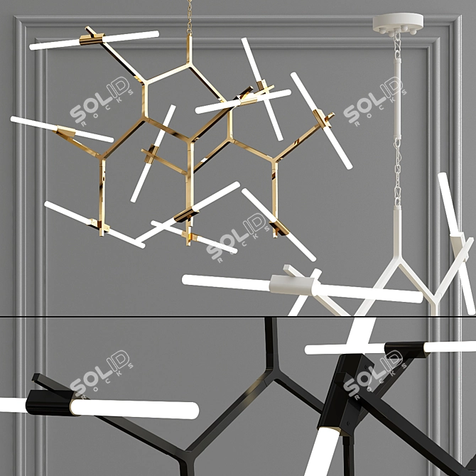 Elegant Cascading Crystal Chandelier 3D model image 1