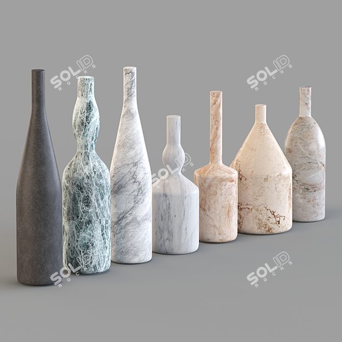 Timeless Beauty: Morandi-inspired Decorative Bottles 3D model image 1