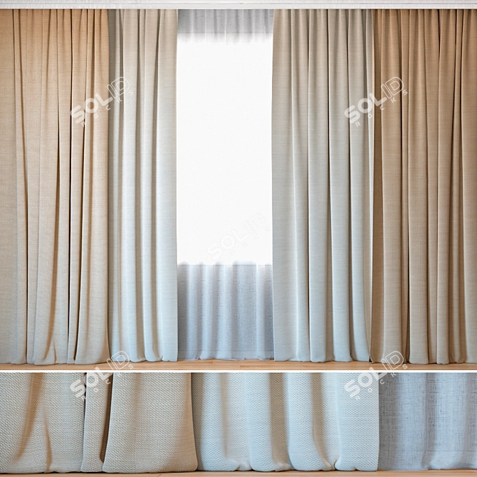 Elegant Curtains Set | ROHI Topia 3D model image 1