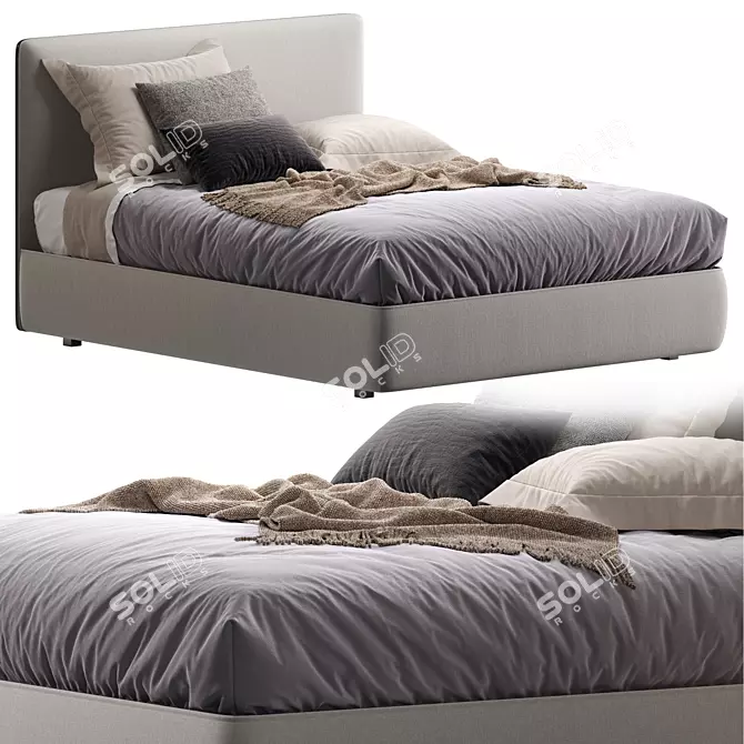 Sleek Ribbon Bed: Modern Luxury Design 3D model image 1