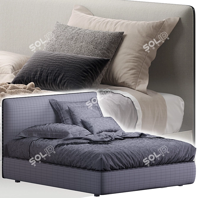 Sleek Ribbon Bed: Modern Luxury Design 3D model image 3