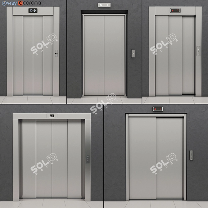 Kone Elevator Doors Set 3D model image 1