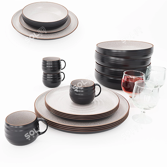 Premium Dinnerware Set: Crate Barreal 3D model image 2