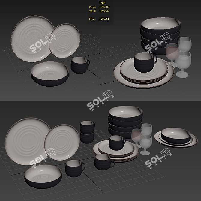 Premium Dinnerware Set: Crate Barreal 3D model image 3