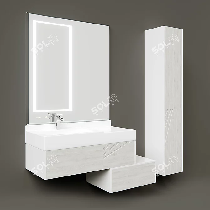 Aquaton Sakura 100 - Elegant Bathroom Furniture Set 3D model image 1