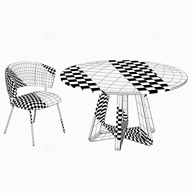 Elegant Portello Chair & Montara Round Table 3D model image 3