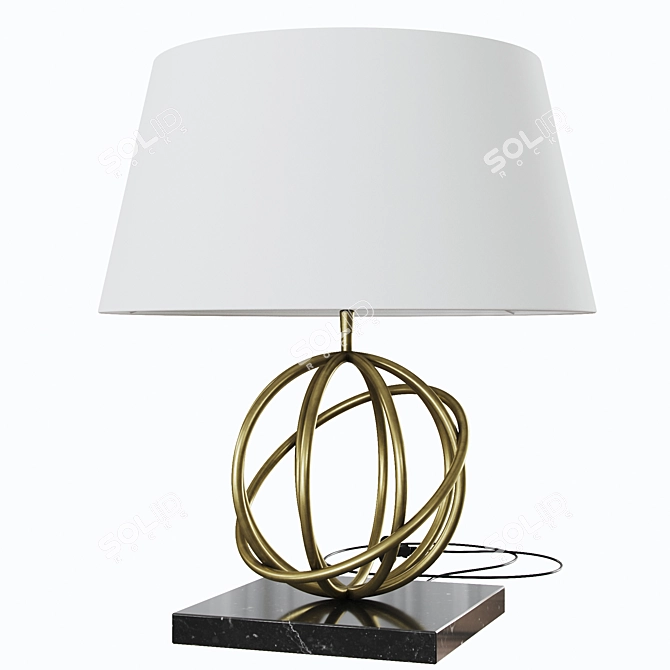 Vintage Brass and Granite Table Lamp 3D model image 1
