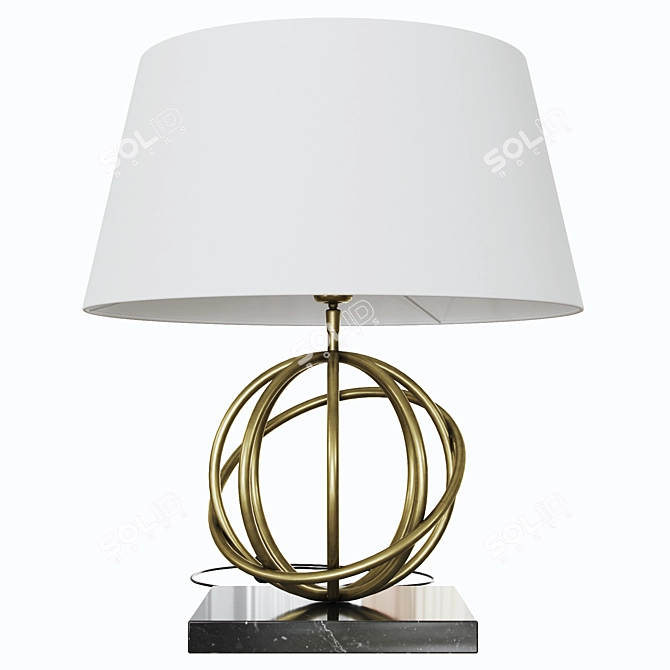 Vintage Brass and Granite Table Lamp 3D model image 2