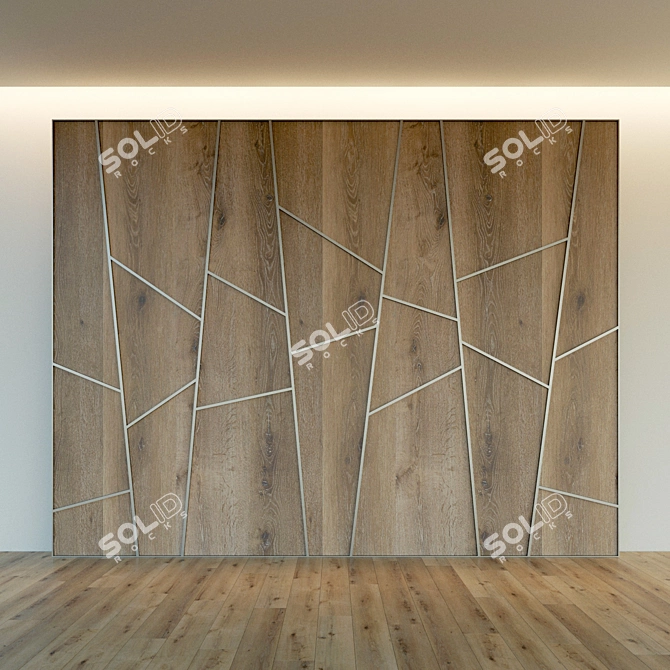 Elegant Wood Wall Panel 3D model image 3