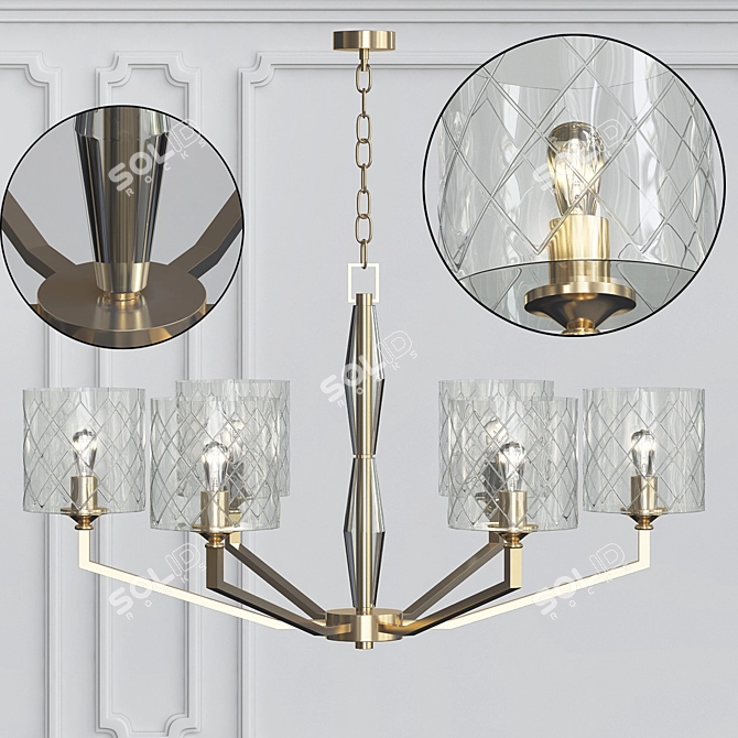 Modern Brass Chandelier: Luxury Loft Style 3D model image 1