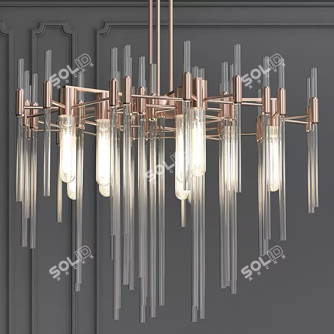 Industrial Loft Glass and Metal Pendant Light 3D model image 1