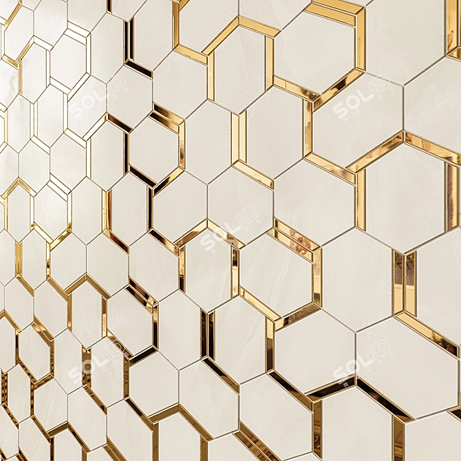 VALLELUNGA NOLITA Mosaic: Platinum & Gold Satin Hexagons 3D model image 1