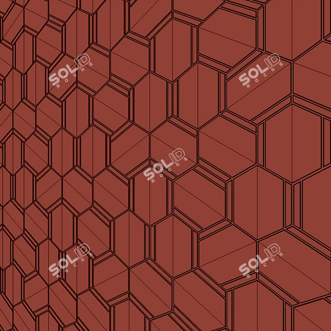 VALLELUNGA NOLITA Mosaic: Platinum & Gold Satin Hexagons 3D model image 3