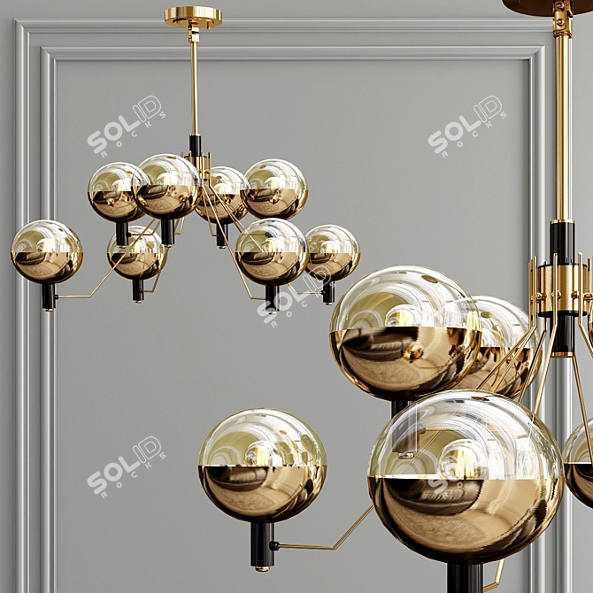 Modern Glass Pendant Chandelier 3D model image 2