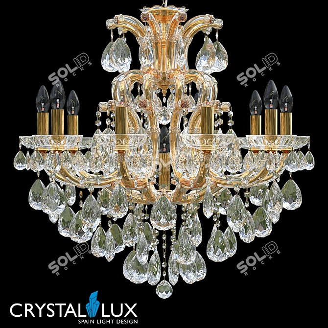 Crystal Lux Isabel SP11 Gold Chandelier 3D model image 1