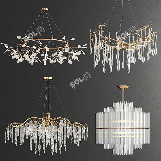 Elegant Chandelier Collection: Mini Moooi, Serip Aqua, Willow, and Nocture 3D model image 1