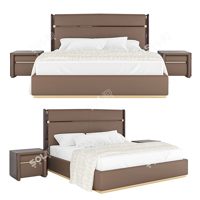 Eclipse Leather Double Bed 3D model image 1