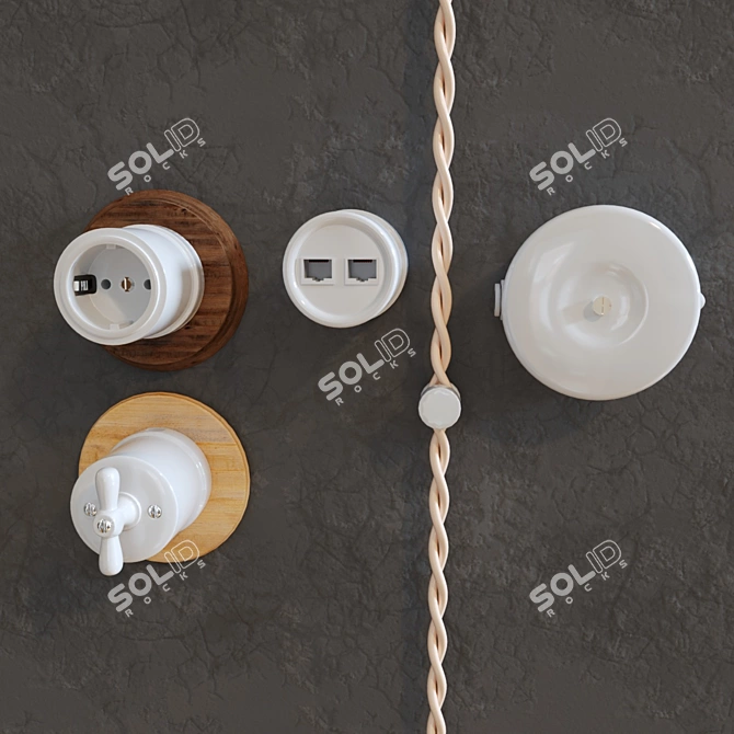 Classic Style Socket with Internet Access 3D model image 1