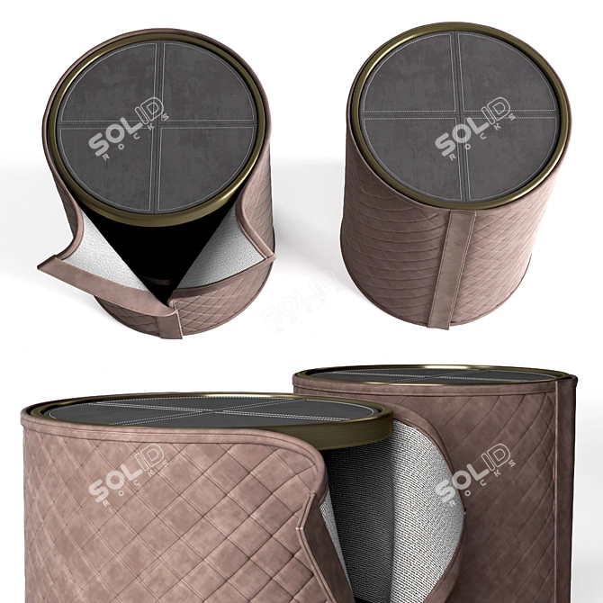 Eclectic Leather Night Tables 3D model image 2