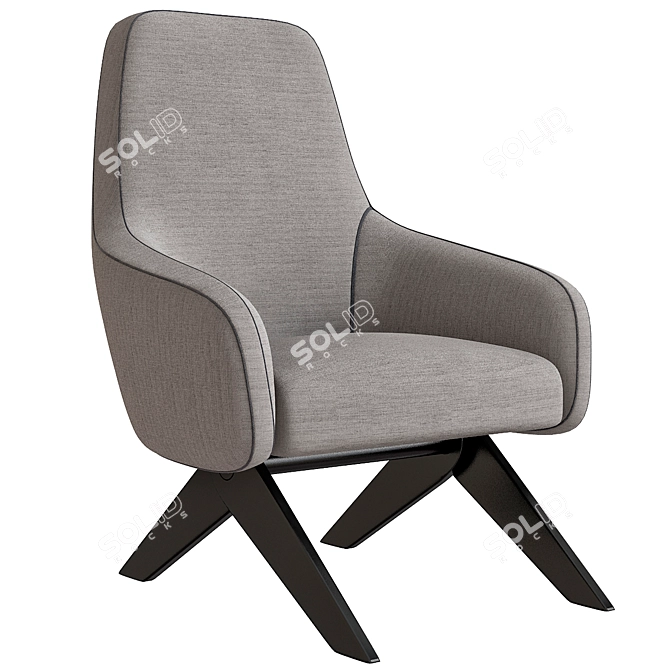 Elegant MARLON Fabric Armchair 3D model image 1