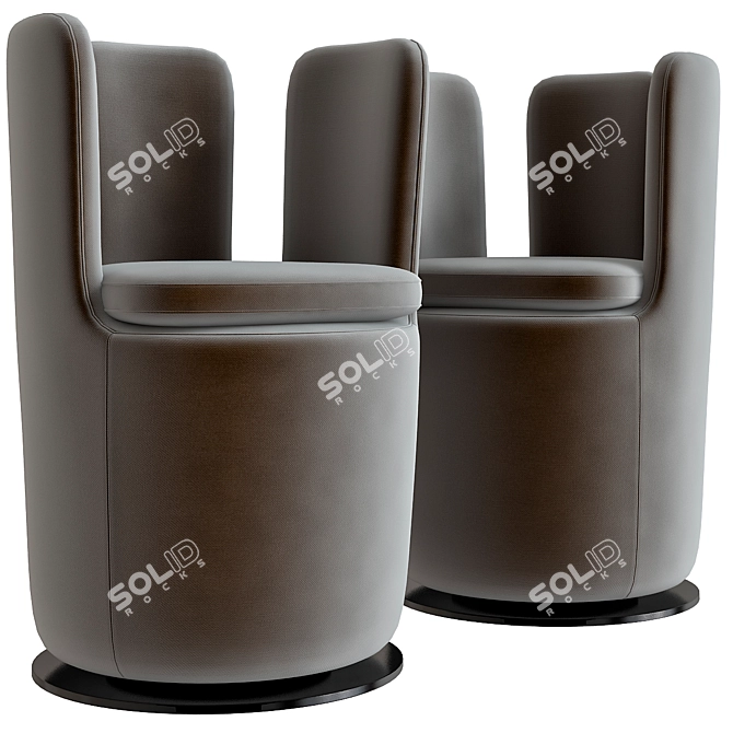 Swivel Fabric Armchair with Armrests 3D model image 1