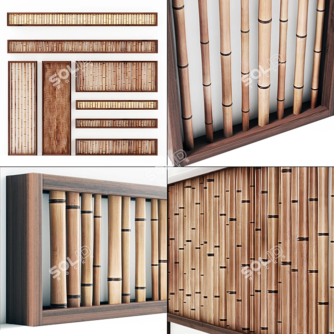 Bamboo Branch Partitions: Eco-Friendly Wall Decor 3D model image 1