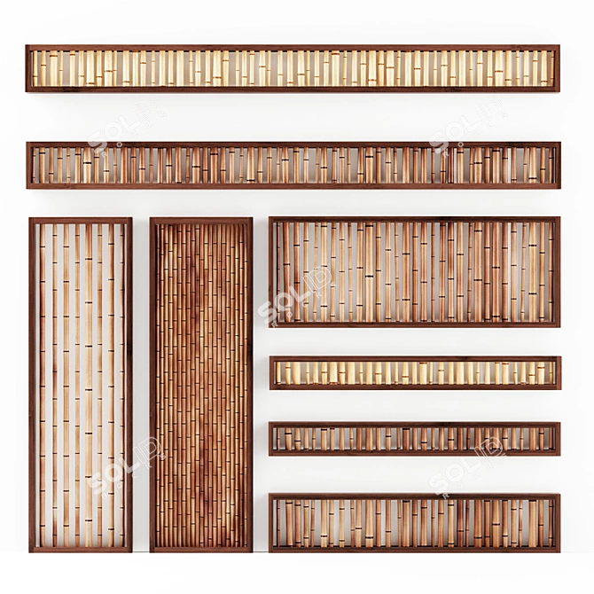 Bamboo Branch Partitions: Eco-Friendly Wall Decor 3D model image 2