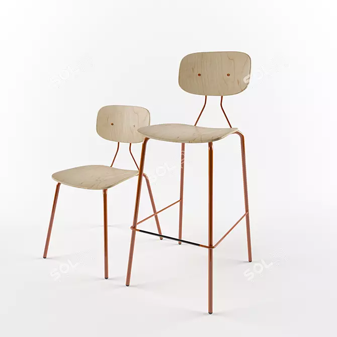 Modern Reece Barstool: Grand Rapids Chair Co. 3D model image 1