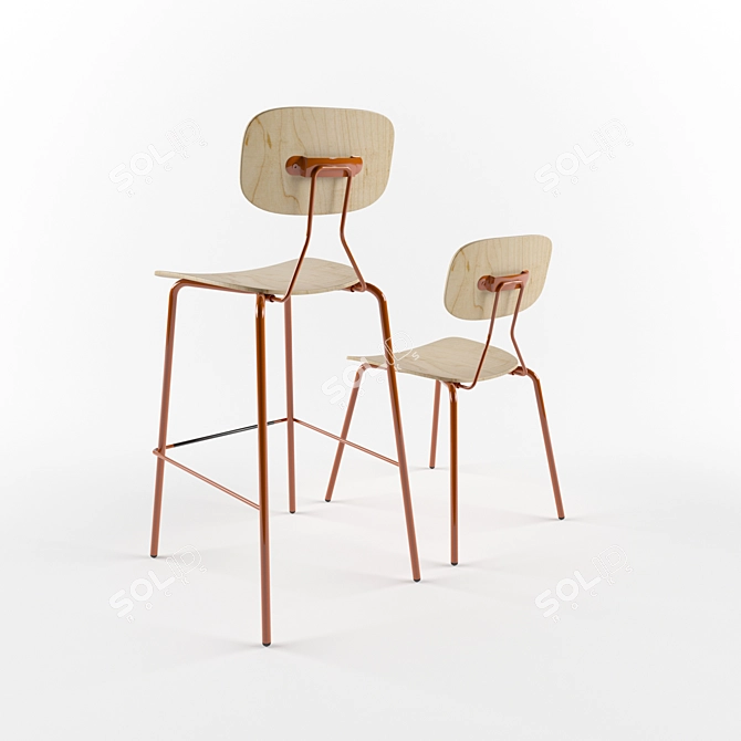 Modern Reece Barstool: Grand Rapids Chair Co. 3D model image 2