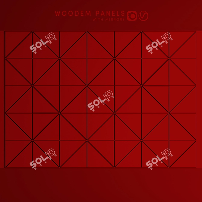 Reflective Wood: Stylish Panels with Mirrors 3D model image 2