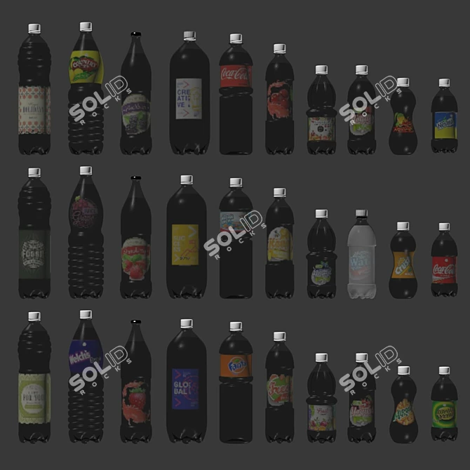 3D Soda Bottle Set 3D model image 3