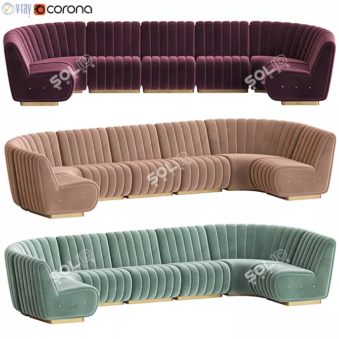 Sophia Luxurious Long Sofa 3D model image 1