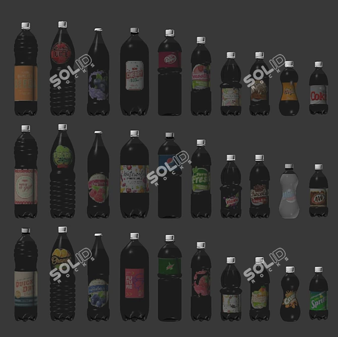 Carbonated Soda Bottles - Set of 2 3D model image 3