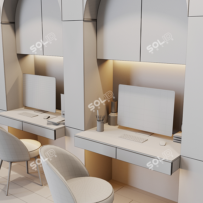 Modern Workplace Desk 3D model image 3