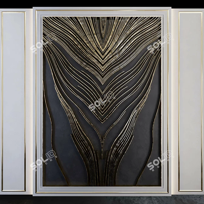 Modern Metal Wall Panel Waves 3D model image 1