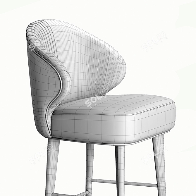 Elegant Canyon Bar Chair: Velvet Upholstery, Walnut Legs 3D model image 3