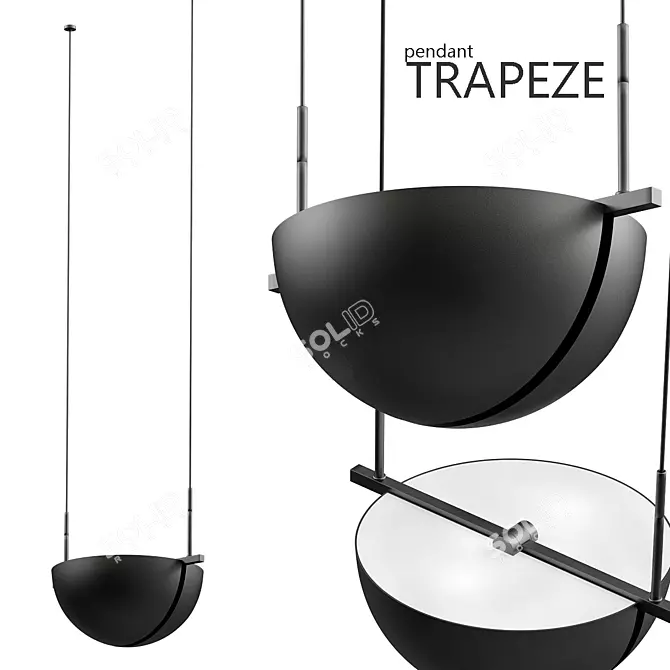 Sleek Trapeze Pendant Light 3D model image 1