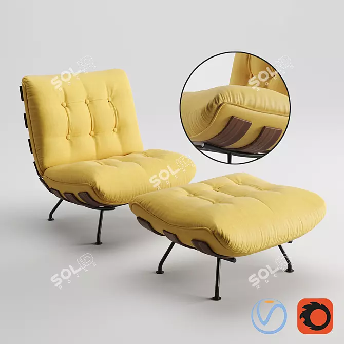 Elegant Costela Tacchini Armchair 3D model image 1