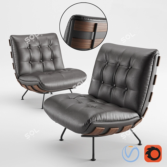 Elegant Costela Tacchini Armchair 3D model image 2