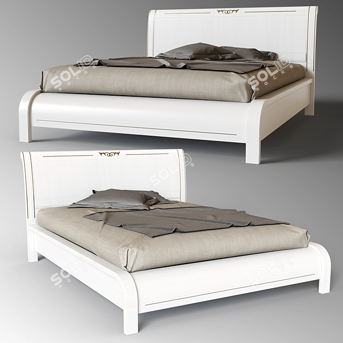 Modern Wood and Fabric Bed 3D model image 1