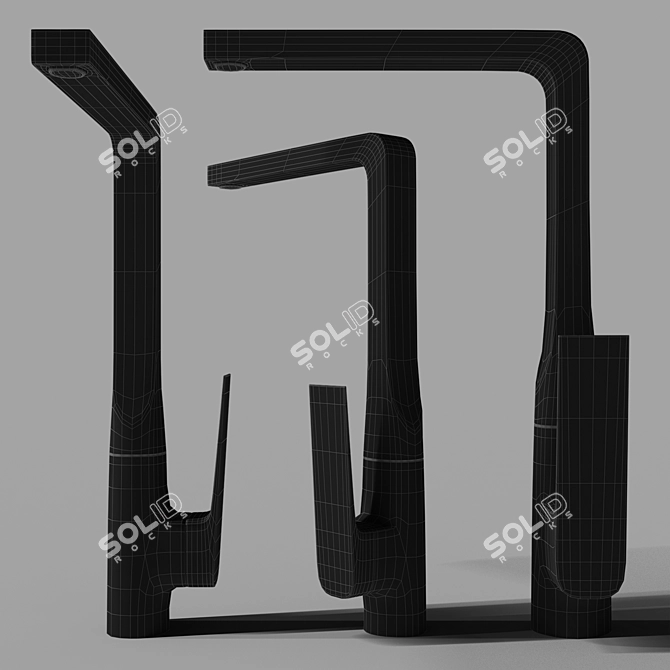 Elegant Matte Black Kubica Sink Mixer 3D model image 2