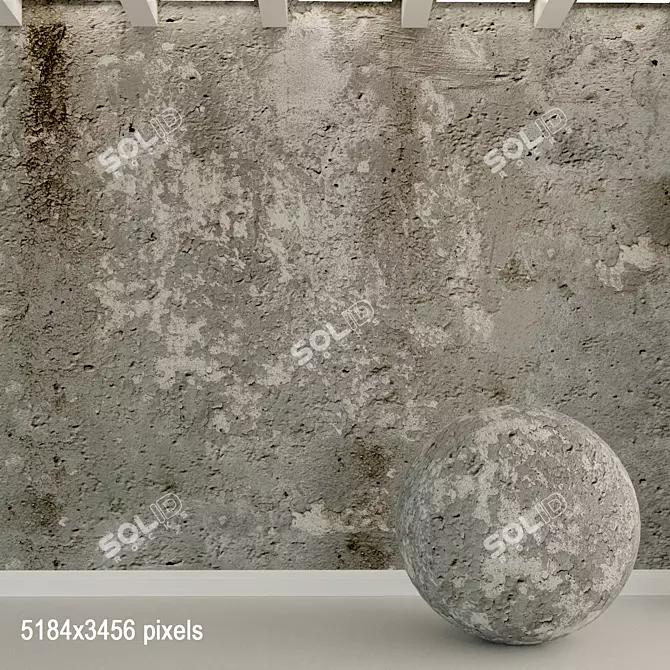 Vintage Concrete Wall: Aged, Textured and High Resolution 3D model image 1