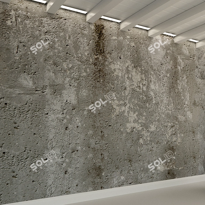 Vintage Concrete Wall: Aged, Textured and High Resolution 3D model image 2